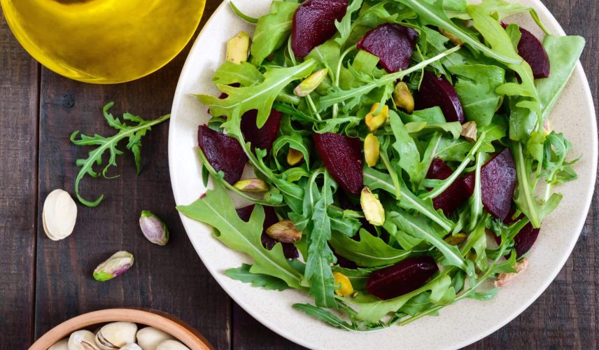 Receta_El_Huertico_Ensalada_rúcula_remolacha_y_pistachos